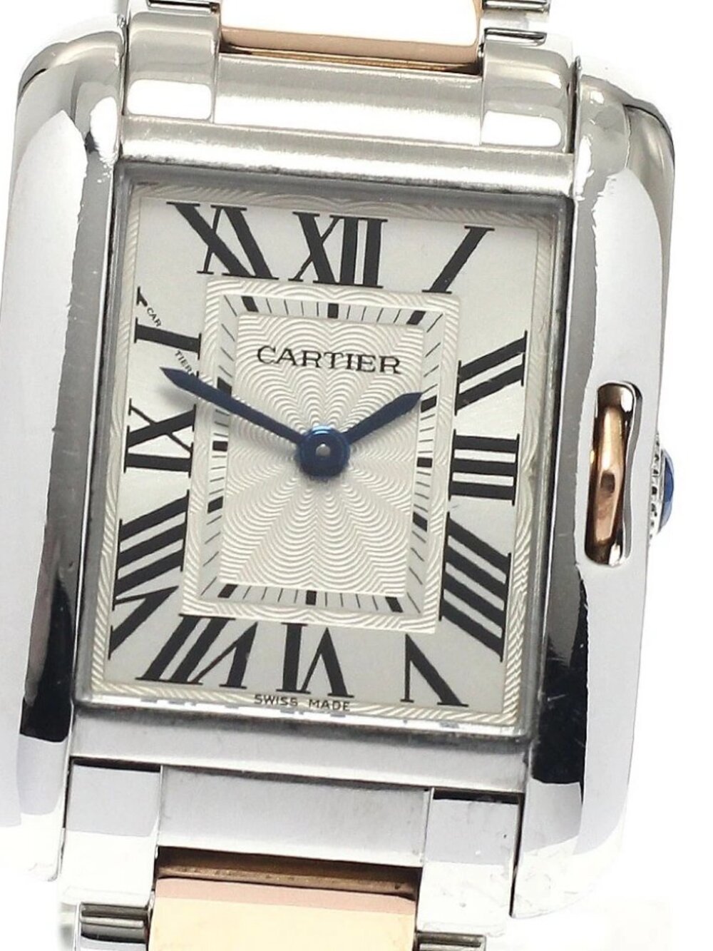CARTIER Tank Anglaze SM W5310019 PG2 tone Silver Dial Quartz Ladies Watch_808772